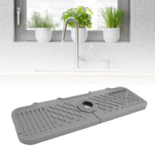 Siliconen wastafelmat/kraandruppelbeschermer 43x15cm Antislip Grijs