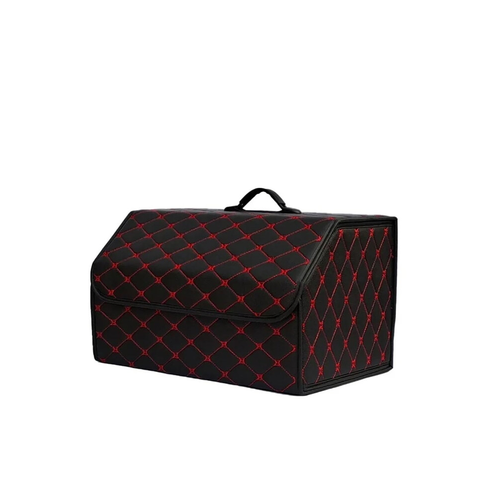 Boot Organiser Car Trunk Organizer Box Large Capacity Leather Folding Multiuse Tools Storage Bag Line Size L Black/Red 9067246128821