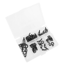 Premium 40-delige reparatieset voor hengeltoppen met 8 maten, gemaakt van staal en keramiek.