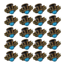 20 Sets türkisfarbene Gänseblümchen-Concho-Schnallen, Zinklegierungsnieten, 13 mm