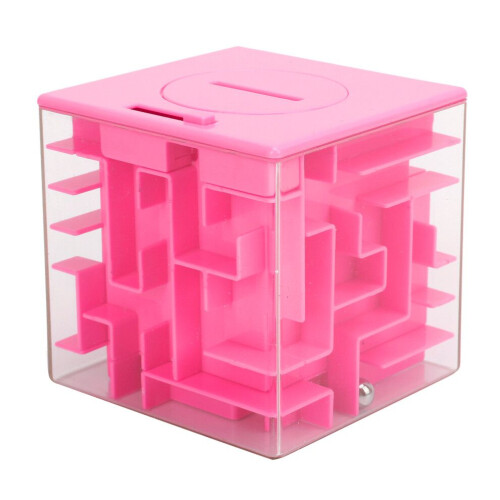 Laberinto de cubo 3D, rompecabezas, rosa, 8 cm 1