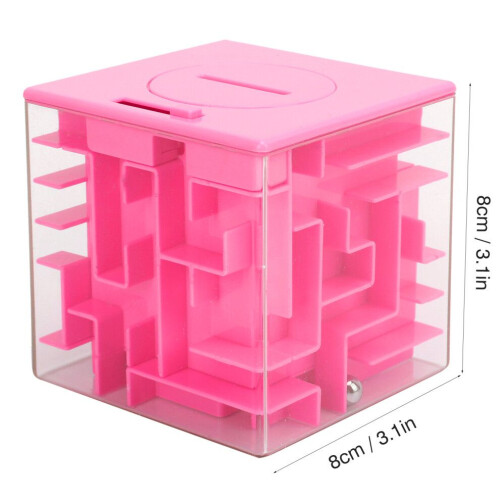 Laberinto de cubo 3D, rompecabezas, rosa, 8 cm 2