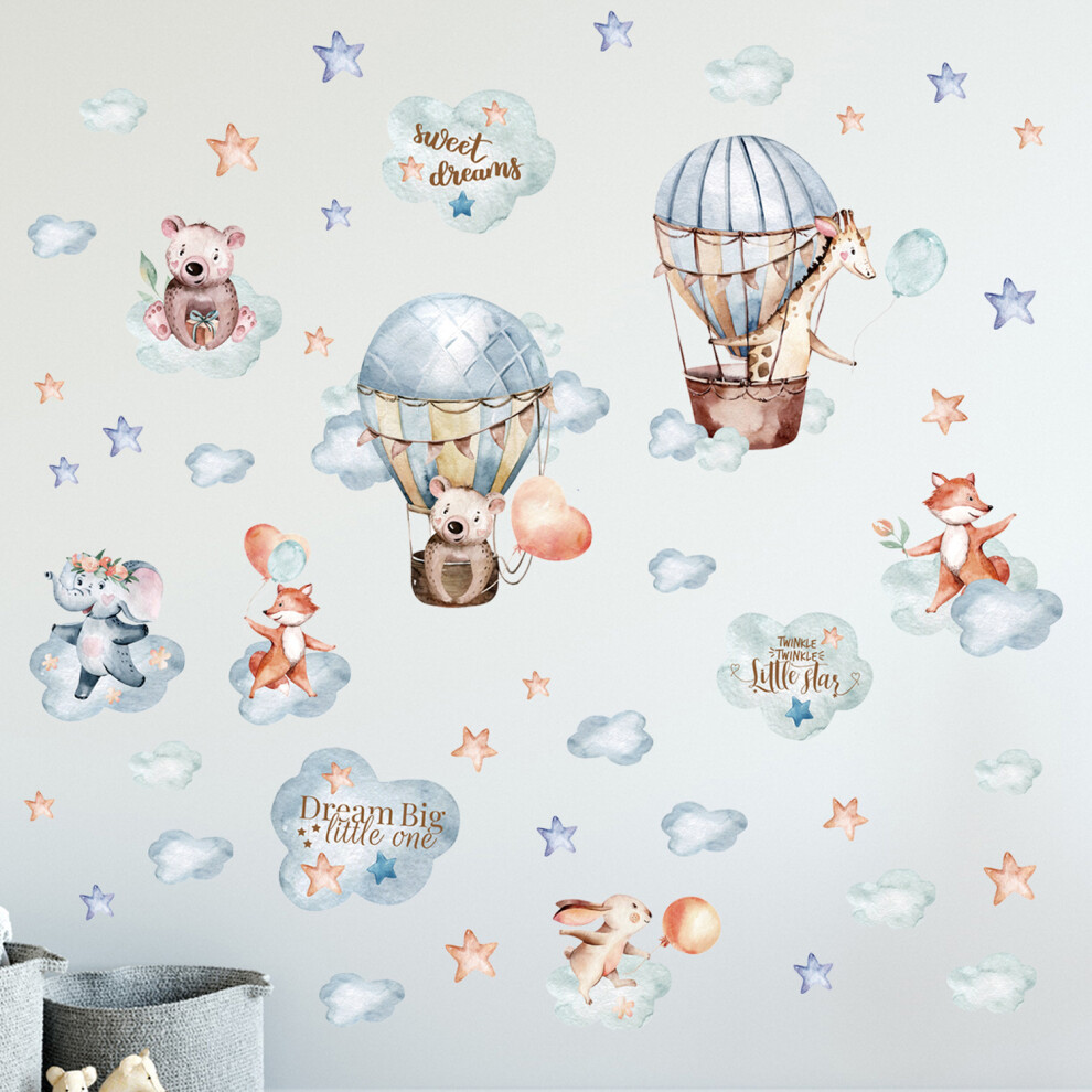 Nursery Wall Art with Jungle Theme, Gender Neutral Elephant Giraffe Panda Removable Wall Stickers, Perfect for Sports-Themed Decor, 104 X 30 Cm (W X H