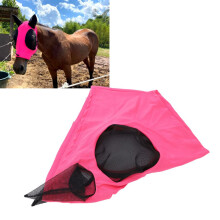 Atmungsaktive, pinkfarbene Strickmaske mit Pferdemotiv aus feinem Netzgewebe, weich und bequem