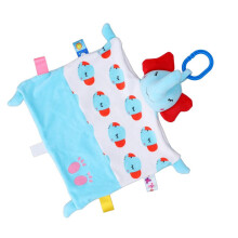 Baby-Elefanten-Kuscheldecke mit sensorischen Etiketten, Plüsch, 38 x 28 cm