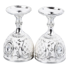 2-delat vintage silvervitt metallbägareset - eleganta vinkoppar i zinklegering