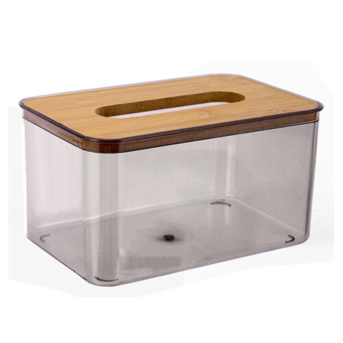Grote, transparante tissueboxhouder in grijs design. 1