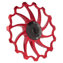 Galet de guidage de dérailleur arrière en céramique 15 dents pour VTT pliants, rouge