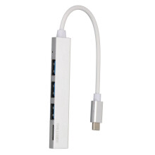 4-i-1 USB C-docka Silver för stationär och bärbar dator, USB 2.0 och kortplats