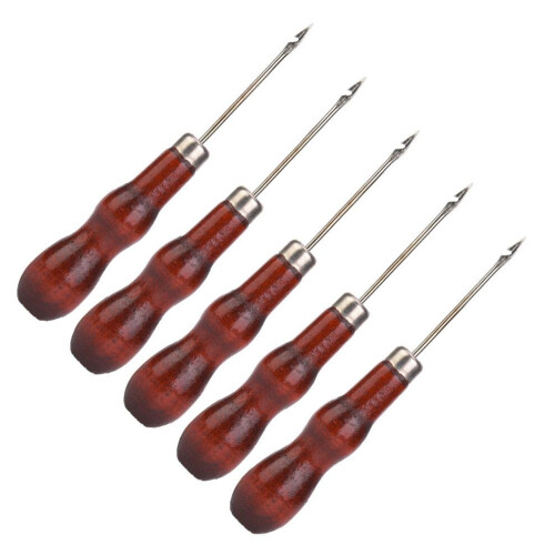 5 punzones con mango de madera para coser 2