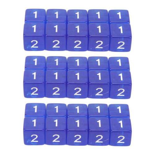 30PCS Transparent Colored Plastic Dice, 6-Sided, 15.5mm Blue 2