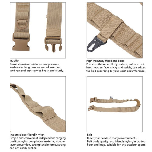 Lightweight Nylon Security Work Belt with Adjustable Buckle, Khaki 2
