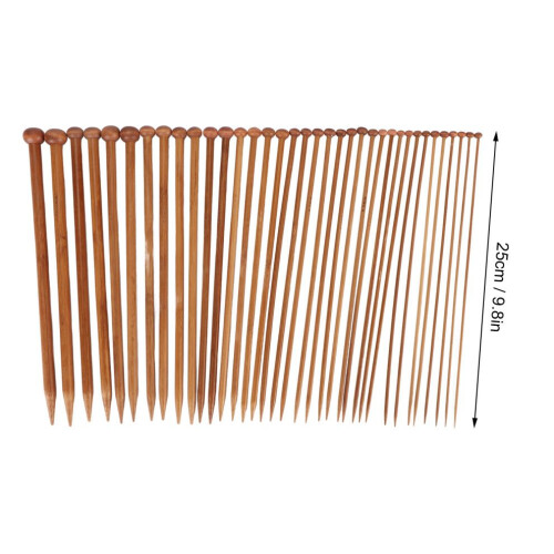 36 agujas de tejer rectas de bambú de 2 mm a 10 mm, 9,8 pulgadas 1