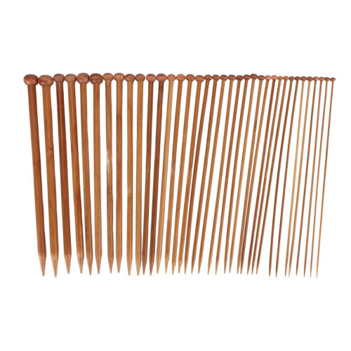 36 agujas de tejer rectas de bambú de 2 mm a 10 mm, 9,8 pulgadas 2