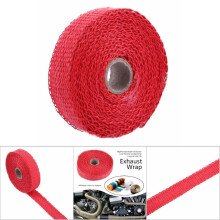 5 m Hitzeschutzband für Autoauspuffanlagen mit 4 Edelstahl-Kabelbindern, rot, 2,7 cm breit