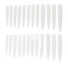 240 stuks lange stiletto kunstnageltips, transparant wit, acryl volledige dekking
