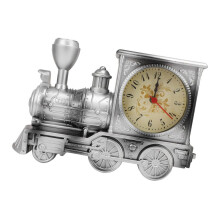 Vintage metalen treinwekker - zilverkleurige bureaudecoratie voor kinderen