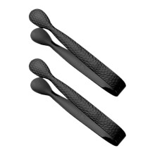 Ice Bucket Tongs Stainless Steel Ice Grabbing Tools Appetizer Serving Tongs For Lemon Slices Jelly Black