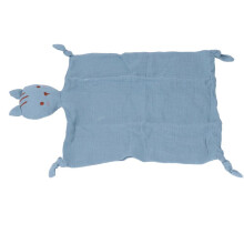 Kuscheldecke mit Tiermotiv, Cartoon-Katze – Dunkelblau, 28 x 39 cm