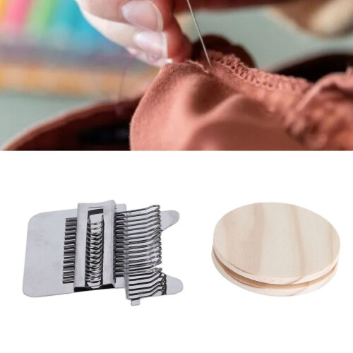 Small Weaving Loom 14 Hooks Wood Frame Darning Tool for Socks & Clothes