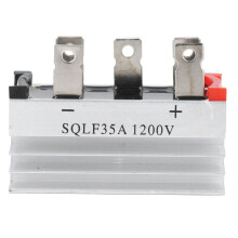 Puente rectificador trifásico de alta potencia de 35 A y 1200 V con disipador de calor.