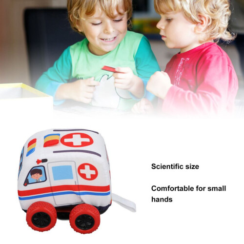 Cute Fabric Pull Back Ambulance Toy for Infants 11x10.5cm 2