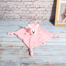 Ensemble serviette et couverture lapin rose bébé en peluche douce 30 cm x 30 cm