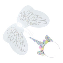 3Stk. Einhorn Kopfschmuck Mit Flügeln Set Für Kinder Und Erwachsene