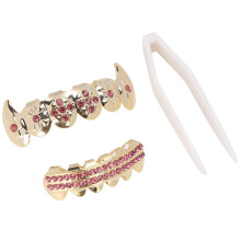 Halloween-Zahnspangen-Set aus Metallschmuck für pinkes Hip-Hop-Party-Kostüm