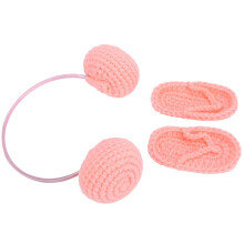 Chaussons roses pour bébé, écouteurs, tricot en laine, accessoire photo pour bébé de 0 à 3 mois