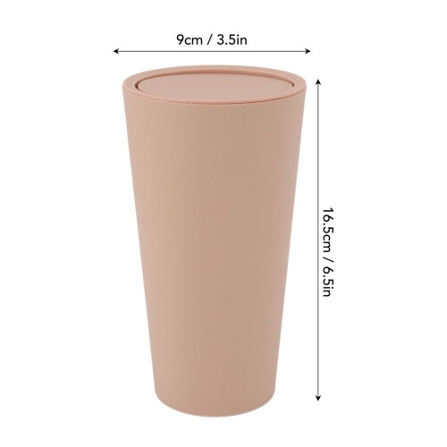 Mini Desktop Trash Can ABS with Rotating Lid 16.5x9cm Khaki 1