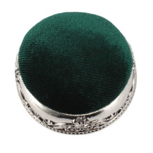 Vintage Soft Elastic Pin Cushion with Silver Metal Base - Green