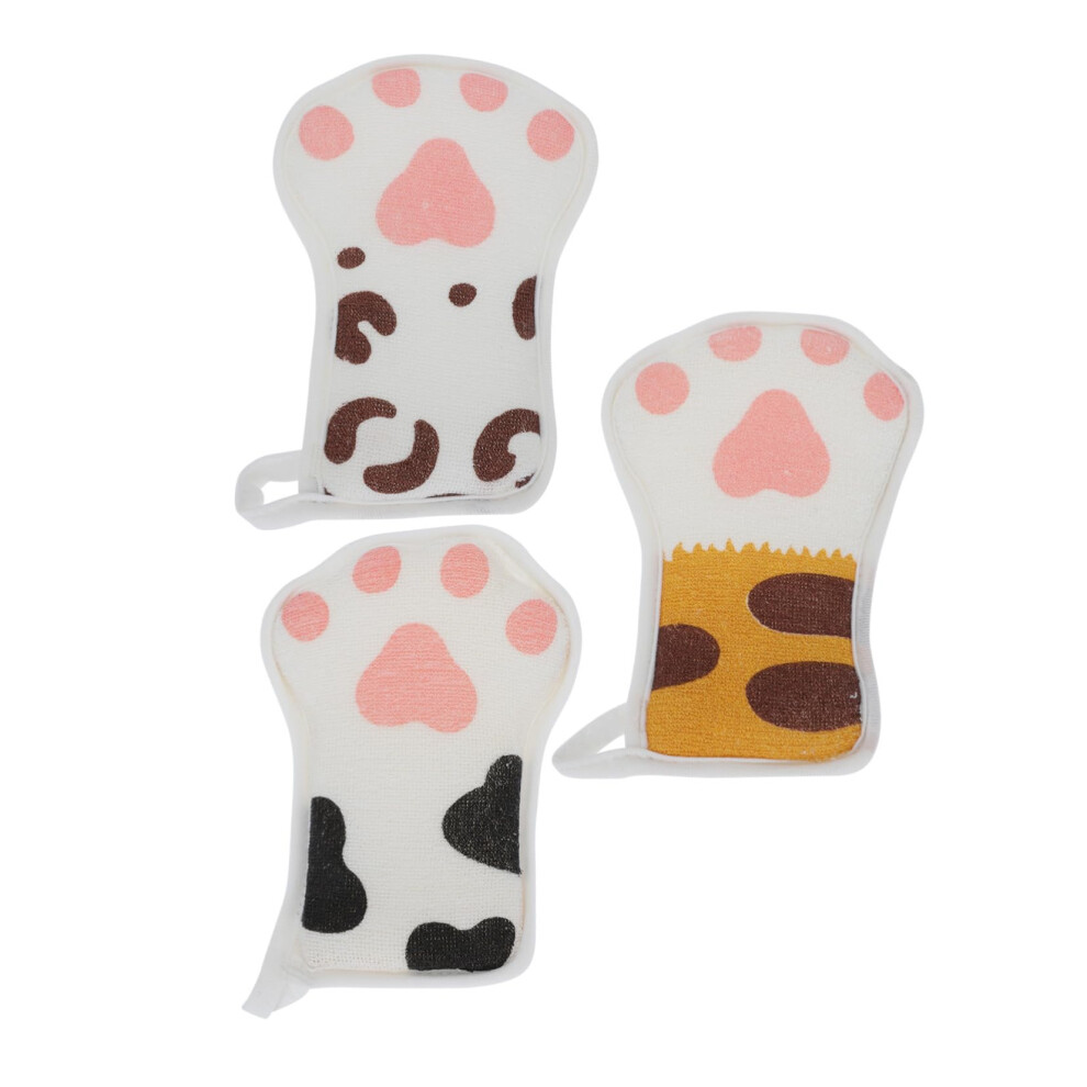 Bath Sponges 3Pcs Bear Claw Cartoon Design Shower Scrubbers For Gentle Exfoliation At Home