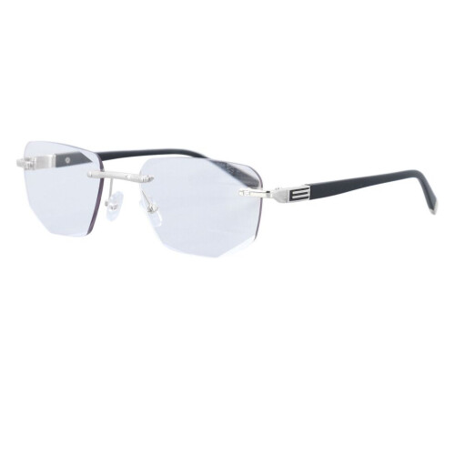 Men's Rimless Blue Light Blocking Progressive Reading Glasses +100 Silver