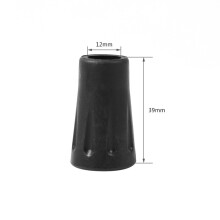 12 protectores de cabeza larga de goma negra para bastones de trekking y senderismo.