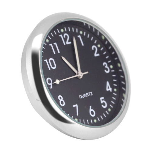 Mini Car Quartz Clock with Night Light, 4cm Black Digital Decorative Timer