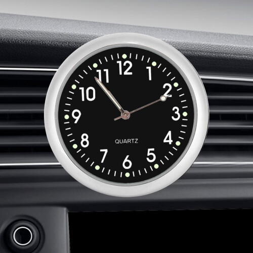 Mini Car Quartz Clock with Night Light, 4cm Black Digital Decorative Timer 2
