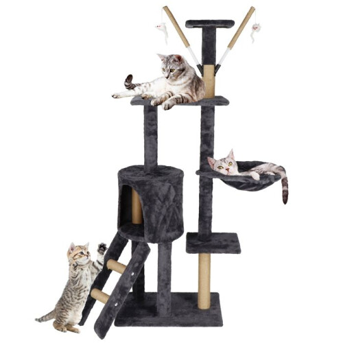 Kattenboom - SPRINGOS - 145 cm - Hangmat - 3 platforms - Ingebouwde niche