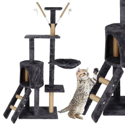 Kattenboom - SPRINGOS - 145 cm - Hangmat - 3 platforms - Ingebouwde niche 1