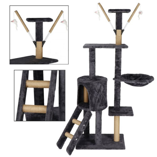 Kattenboom - SPRINGOS - 145 cm - Hangmat - 3 platforms - Ingebouwde niche 2