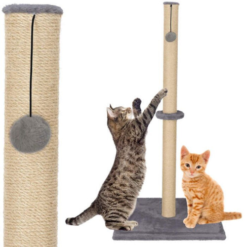 Arranha-cão - Springos - 75 cm - Cinza - Poste de arranhar em sisal - Bola suspensa 1