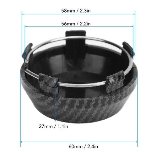 Centrumkåpor för bilar, 4-pack, 60 mm, kolfiber, universal passform 1