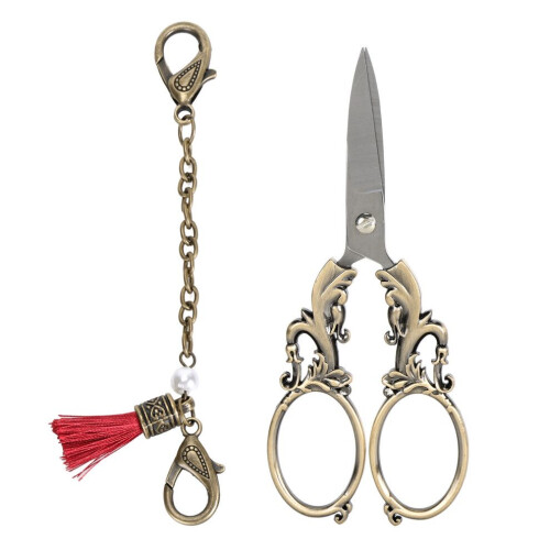 Ensemble de ciseaux à broder vintage en acier inoxydable bronze 2