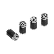 4 stuks koolstofvezel ventieldopjes zwart-wit geruit voor Mini R50 R55