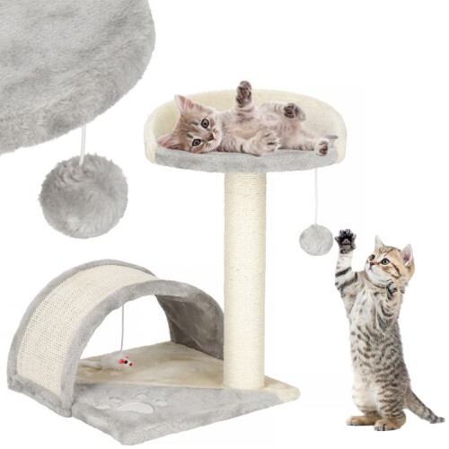 Kratzbaum - Springos - 47 cm - Hängender Ball - Maus - Integrierte Brücke 1