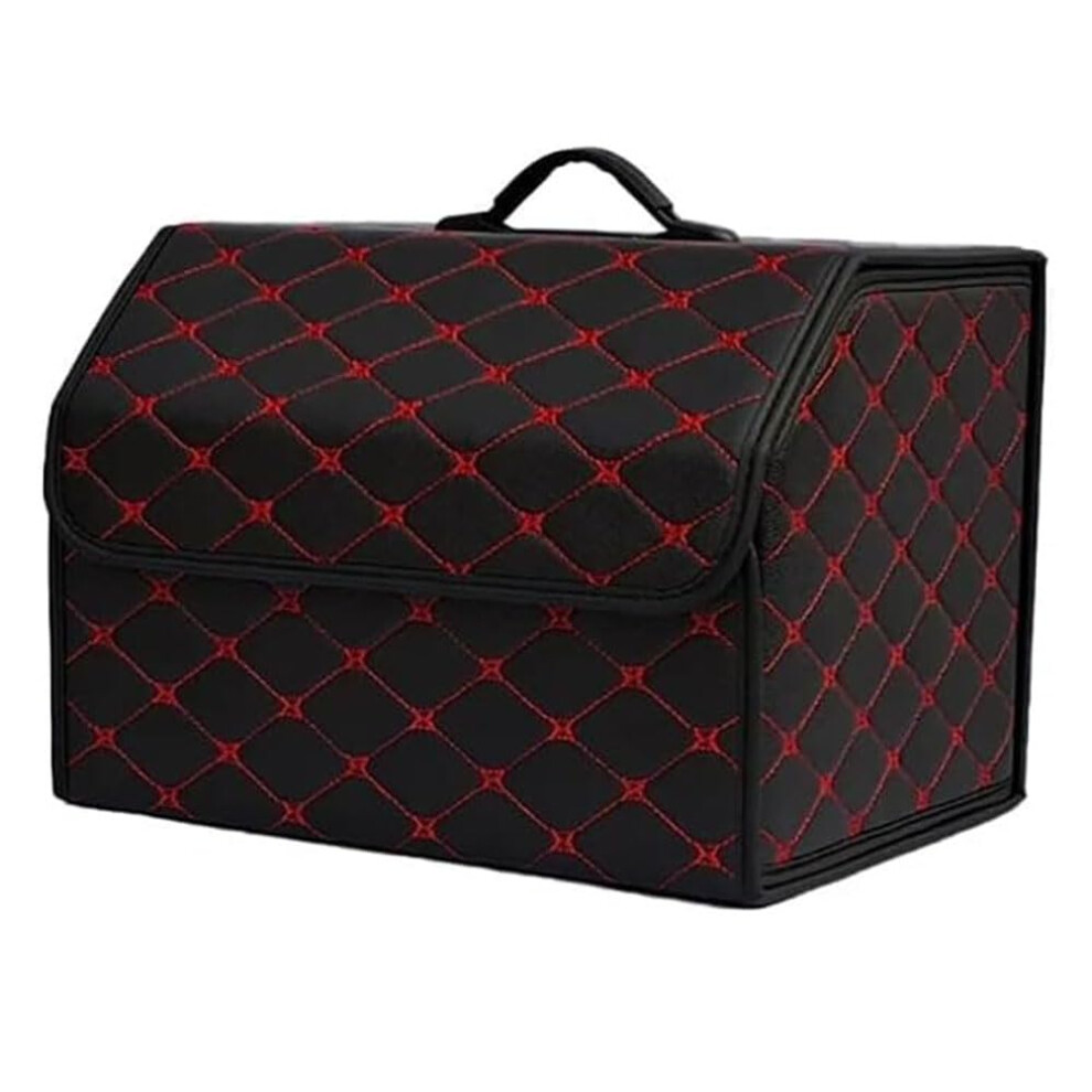Car Trunk Organizer Box For Seat Ateca 20172023, Pu Foldable Waterproof Car Boot Storage, Size M, Blackred 9105992583218