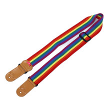 Verstellbarer, breiter Gitarrengurt in Regenbogenfarben aus Leder und Baumwolle, 90,5–154 cm