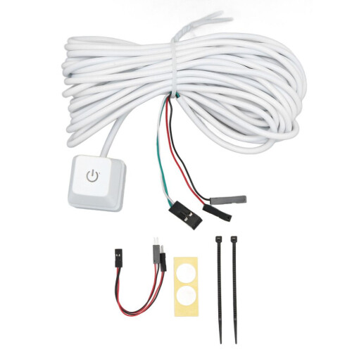 White PC Power Switch Blue Mechanical Key Backlit 13.1ft Cable 1