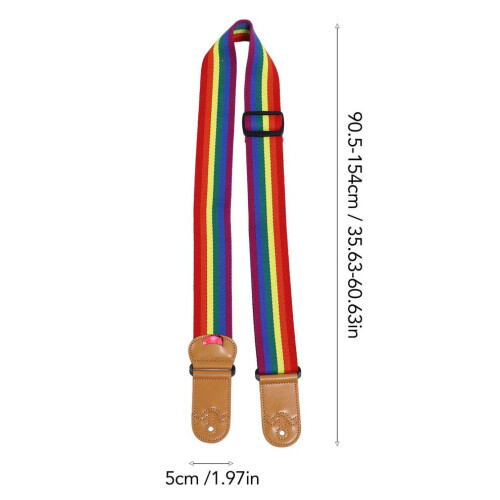 Regnbågsgitarrrem Justerbar Breddad Läder & Bomull, 90,5-154cm 1