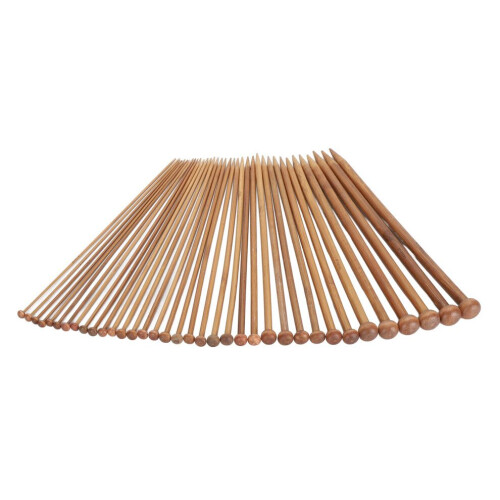 Beginnersset van 36 rechte bamboe breinaalden (24 cm)